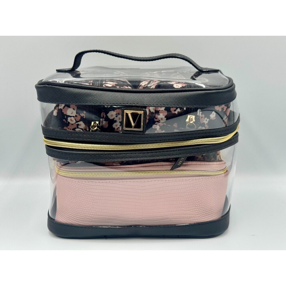 VICTORIA'S SECRET 6 Piece Midnight Rose Travel Make-Up Train Case Backpack NWOT! - Picture 3 of 13